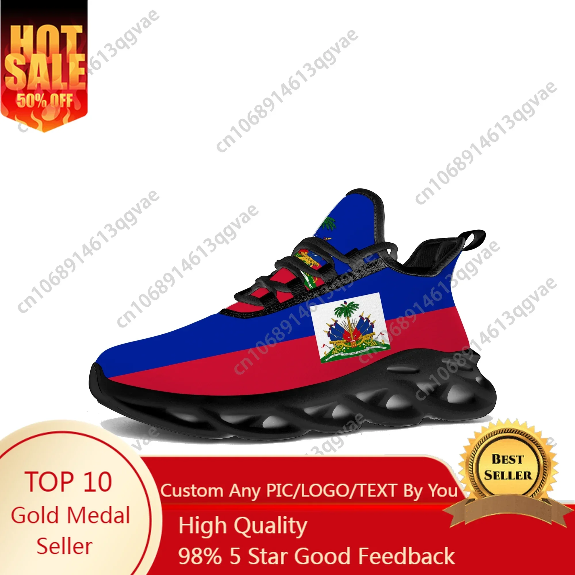 Haitian Flag Flats Sneakers Mens Womens Haiti Pop Sports Running High Quality Sneaker Lace Up Mesh Footwear Tailor-made Shoe