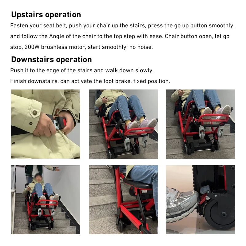 Wheelchair Stair Lift Disabled Electric Stair Climb Wheelchair Lightweight Foldable Convenient For Handicapped And Elderly