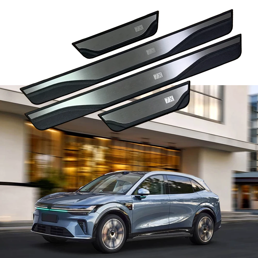For Zeekr 7X 2025 2026 Car Door Sill Plate Stickers Auto Threshold Guard Styling Protector Exterior Trim Accessoris