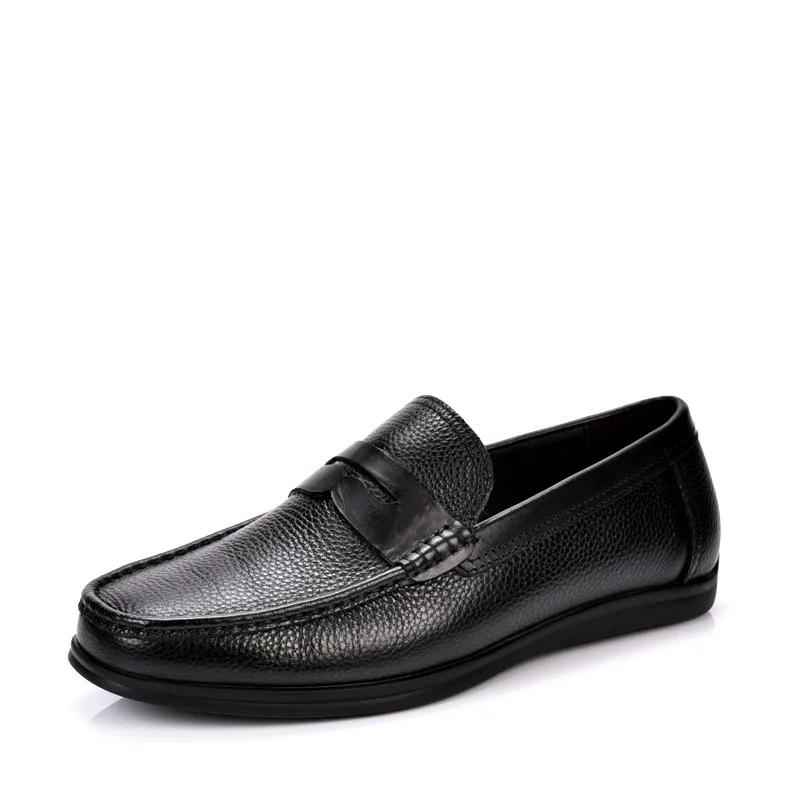 Men's Leather Driving Shoes Black Classic Loafers Comfortable Slip On Formal Business Shoes for Wedding Party Work Daily Outdoor
