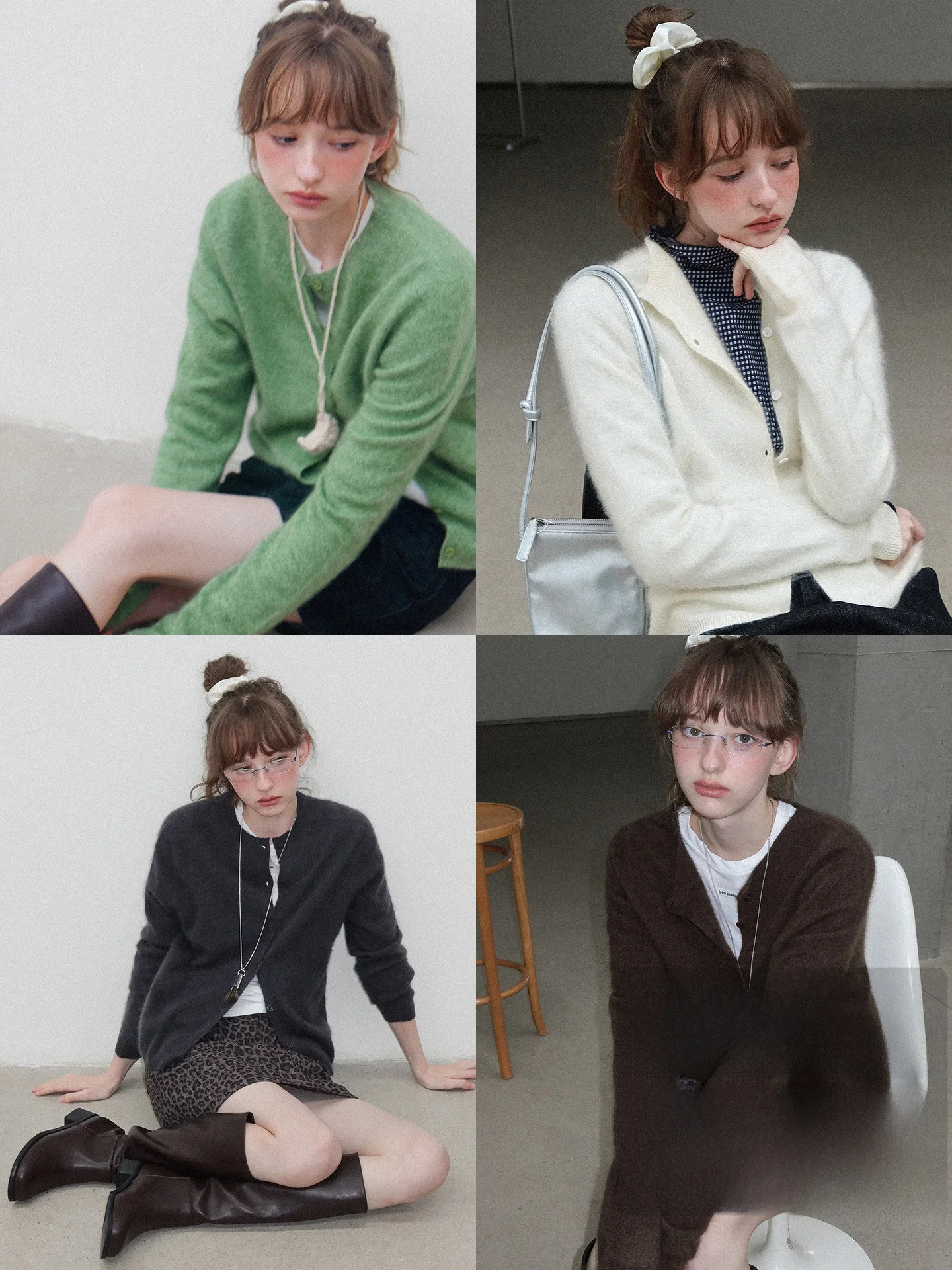 

Romantic Vintage Waed Camere Women's Knitted Sweater Open Cardigan Loose Fit Medium Softn Long Sve round Ne Top