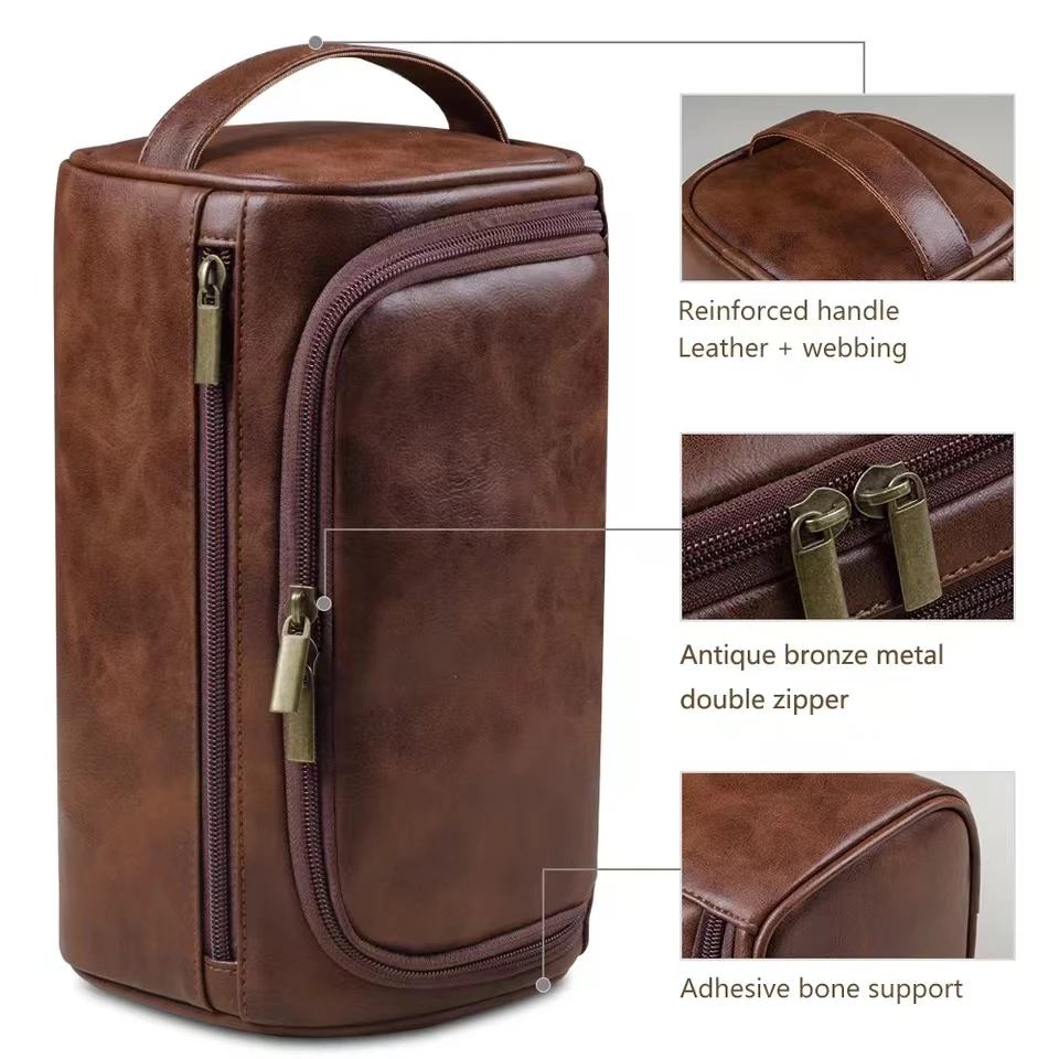 NEUE Leder-Toilettentasche für Herren und Damen, Dopp Kit, Hängende Herren-Kulturtasche, Reisetasche für unterwegs, Große Kosmetiktasche für T – Detail 12
