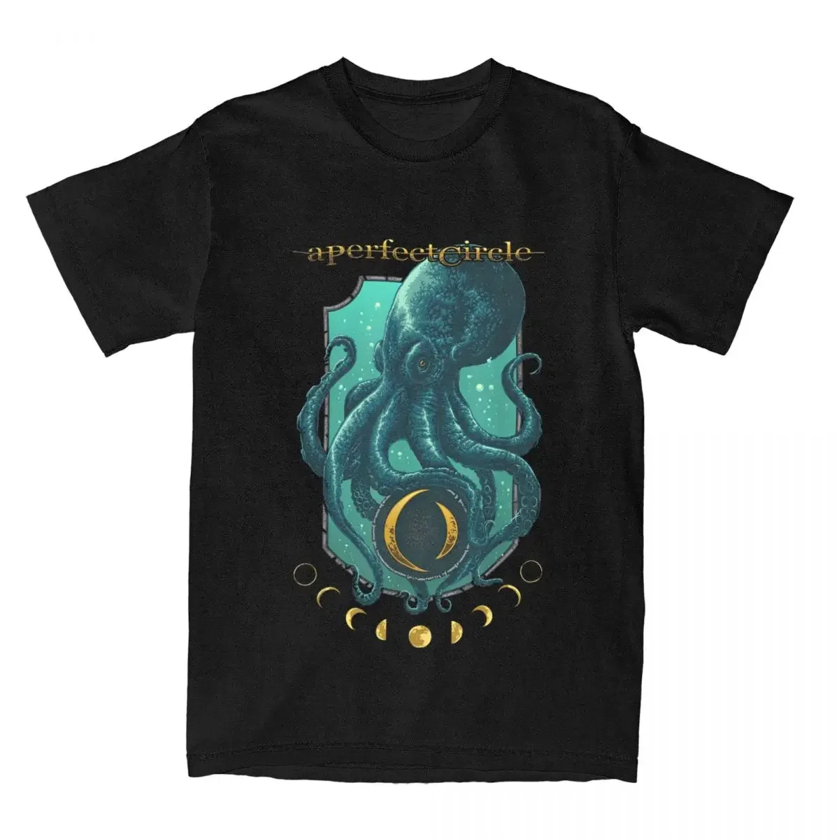 Men\'s T-Shirts A Perfect Circle Moon Oracle Cotton Tees Short Sleeve Rock Band Octopus T Shirts Round Collar Clothing Graphic