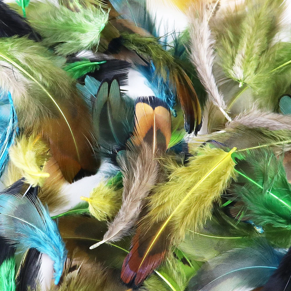 Natural Chicken Feathers 2-4 Inch Rooster Cock Saddle Plumes for Crafts Jewelry Making Fly Tying Wedding Decoration