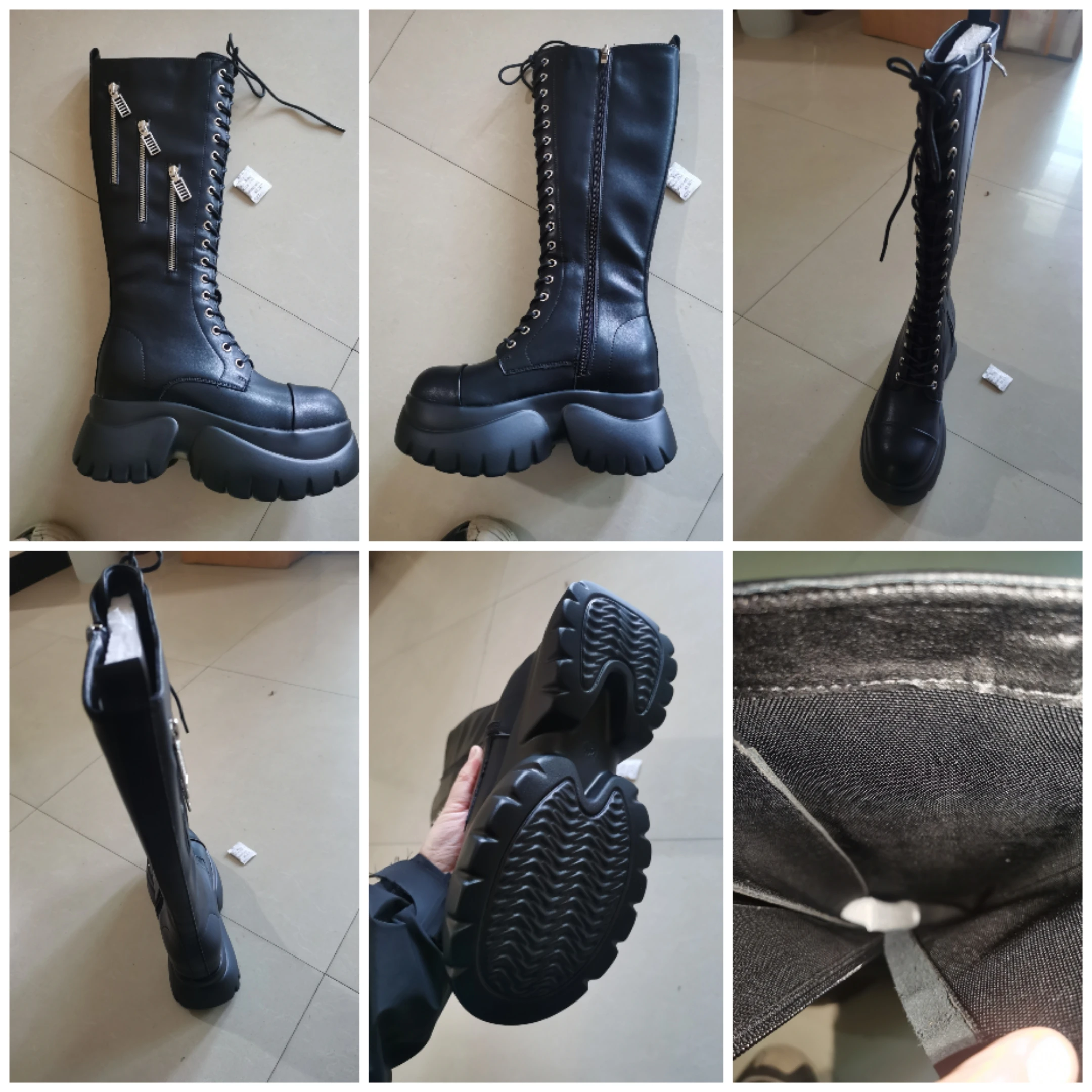 Fujin 10cm z mikrofibry z naturalnej skóry jesienna damska platforma buty do kolan koturna damska Retro wiosenne z pompką na modnych butach