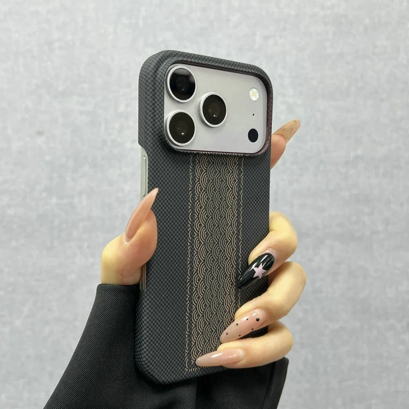Lucky Red Magnetic Carbon Fiber Texture Plastic Case For iPhone 18 17 Air 16 15 14 13 Pro Max For Magsafe Matte Slim Hard Cover
