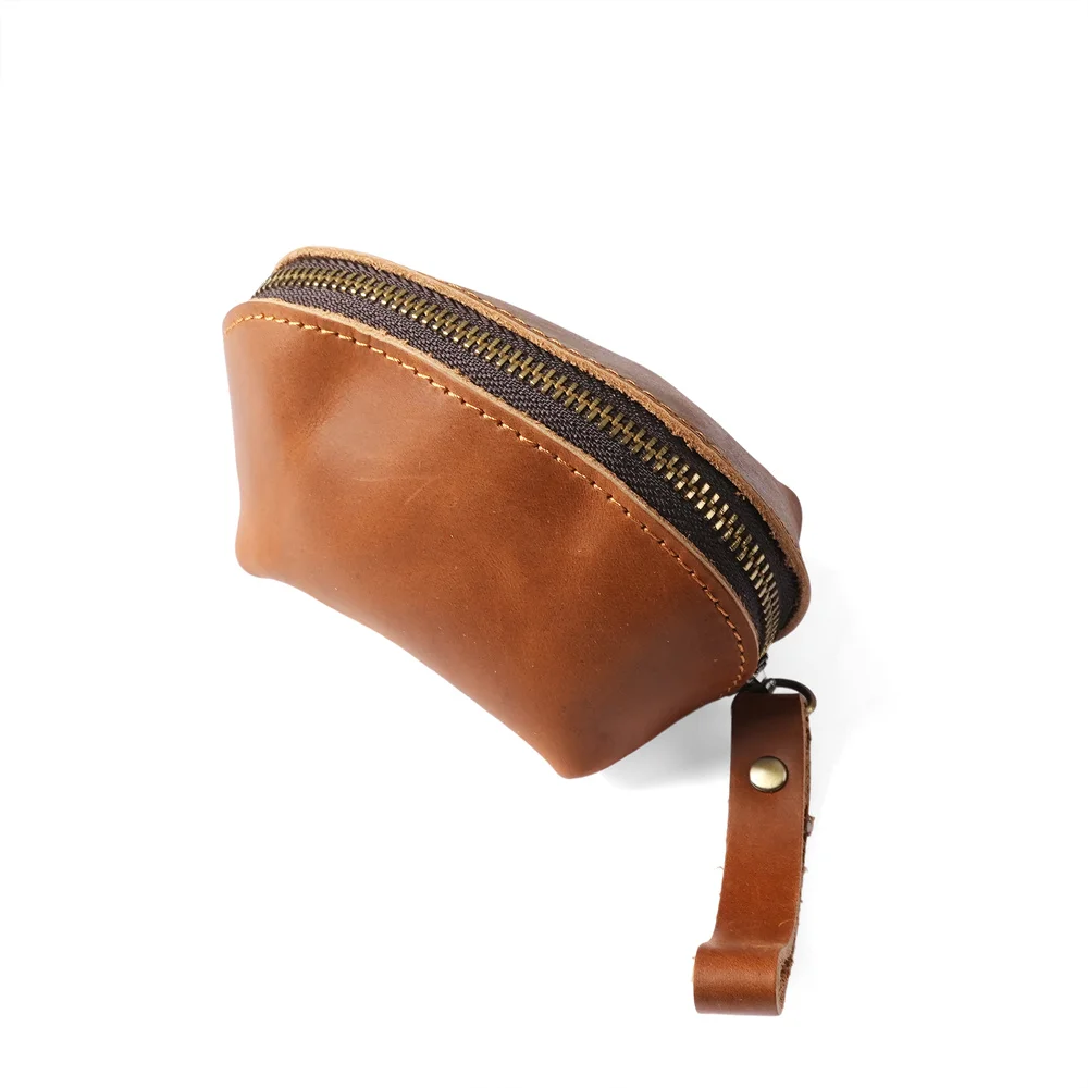 محفظة رجالية من الجلد الطبيعي حقيبة هاتف قصيرة ريترو رفيعة للغاية للسيدات من الجلد بمقبض بسيط للرجال محافظ قياسية صلبة #4