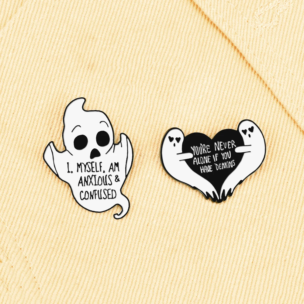 10 Styles Cartoon Spooky Ghost Brooches Punk Funny Cute Lapel Pins Halloween Bag Enamel Badges Gifts for Friends Fashion Jewelry image 5