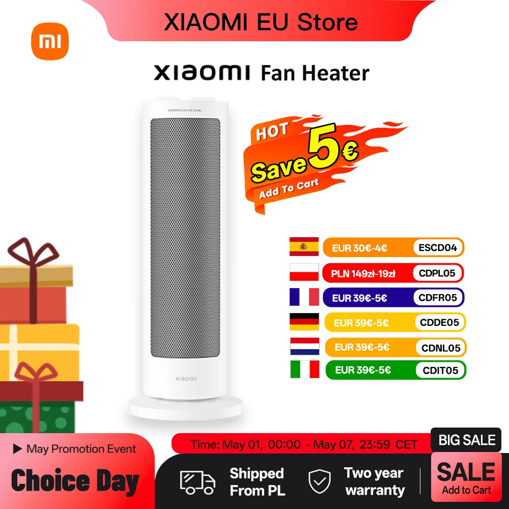 XIAOMI radiateur soufflant Compact maison debout chauffage par ventilateur électrique oscillant à chaleur rapide avec contrôle thermostatique