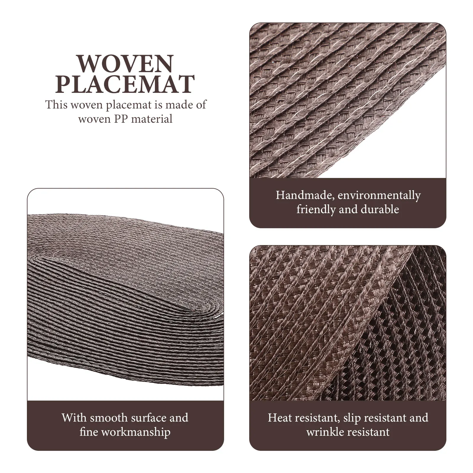 

4pcs PP Woven Table Mat Household Placemat Oval Kitchen Place Mats Dinning nament Heat Resistant Anti Slip Large Cutlery Mat