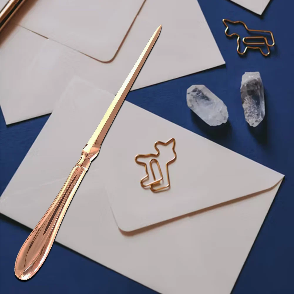 Открывалка для бумаги из цинкового сплава, нож для бумажных конвертов с безопасными лезвиями под розовое золото, для школы и офиса