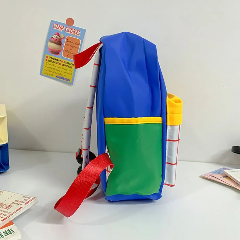 حقيبة كتب حلوة بألوان متباينة منقوشة حقيبة ظهر ذات سعة كبيرة من النايلون للأطفال حقيبة مدرسية على الطراز الكوري حقيبة كتف لطيفة للطلاب
