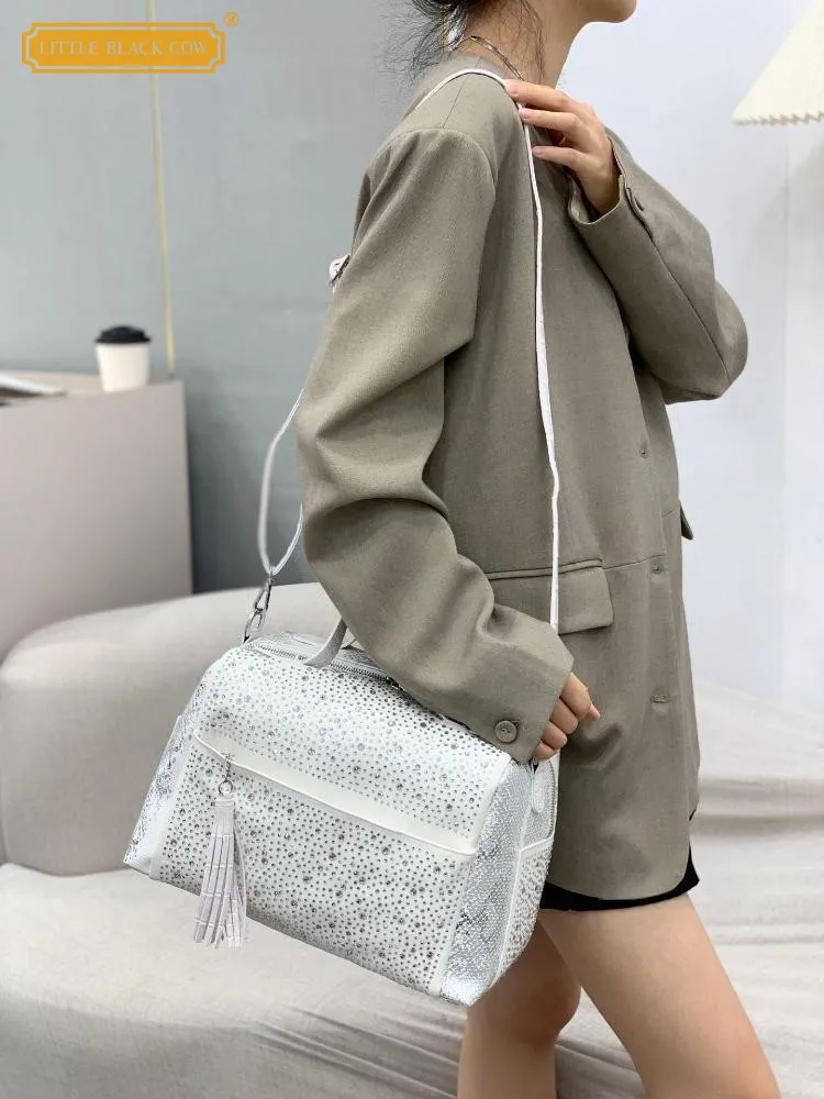 

Vintage Women Designer New Diamonds Pu Leather Single Shoulder Bag Casual Zipper Office Ladies Crossbody Underarm Handbag Bags