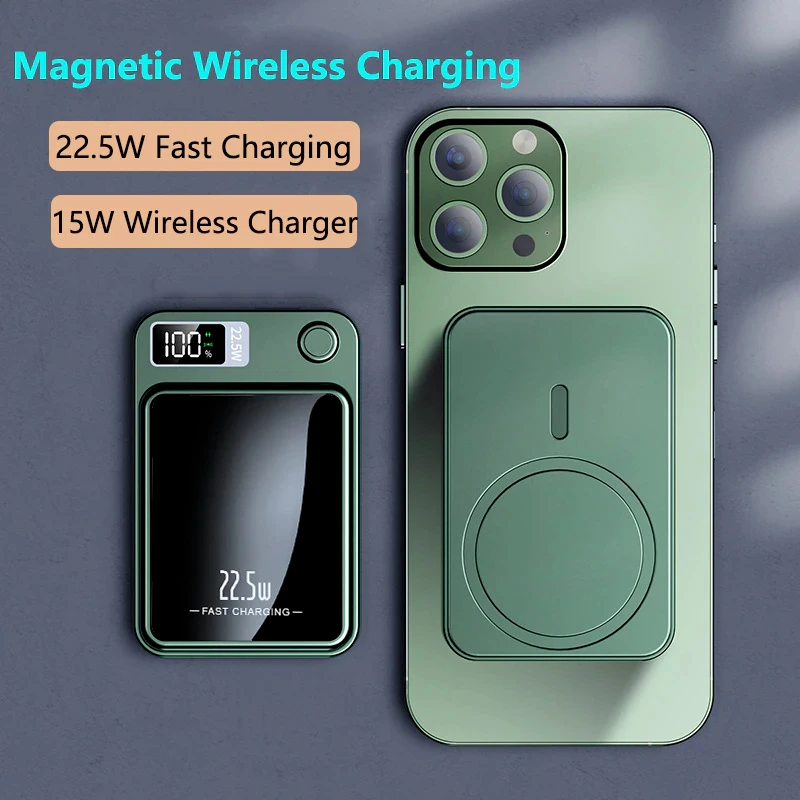 Portable Wireless Fast Charging Magnetic Power Bank External Auxiliary Battery Charge Cases Pack for Apple Xiaomi Samsung Huawei