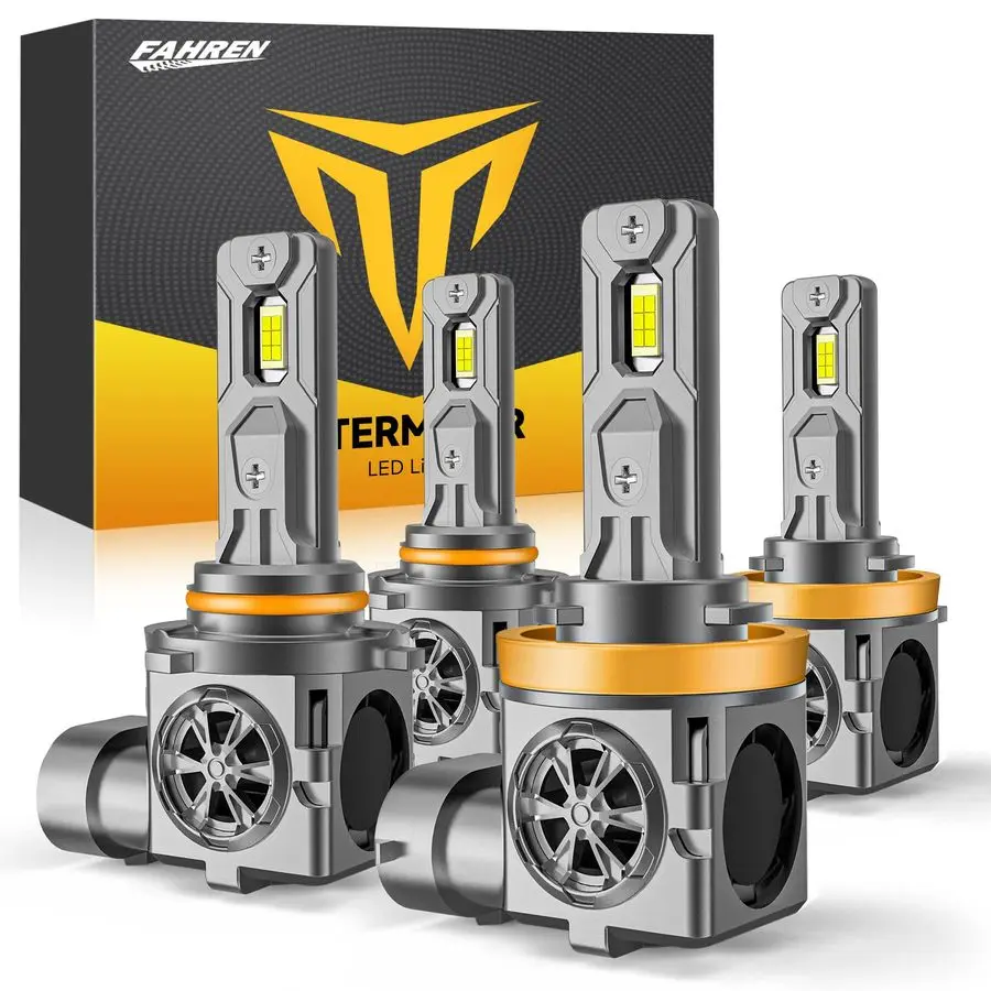 

H11 9005 LED Bulbs Combo, 120,000LM UltraBrightness, 11 Halogen Mini Size, 6500K White H9 H8 HB3 Driving Light Bulbs with Fan,