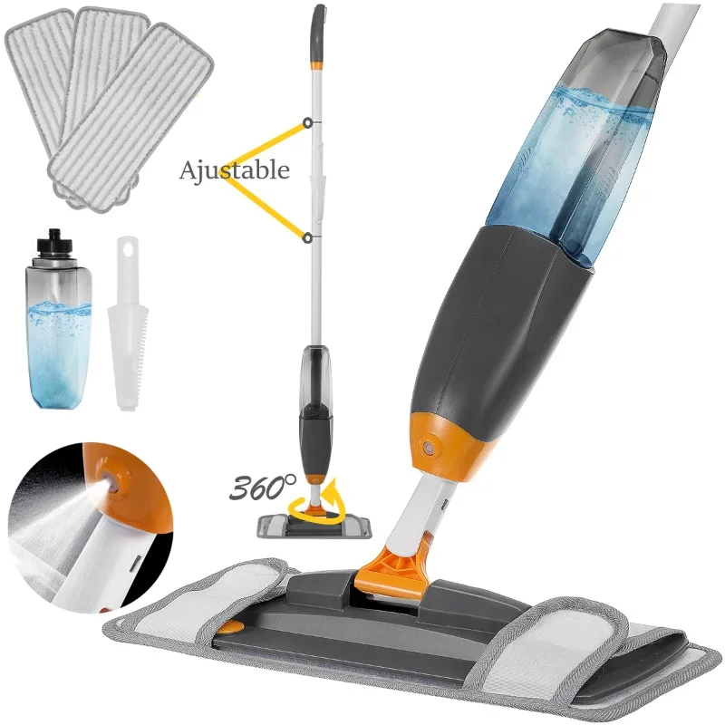 

Microfiber Spray Mop for Floor Cleaning with 3 Washable Pads 550ml Refillable Bottle Dry Wet Mop Dust Cleaning Mop