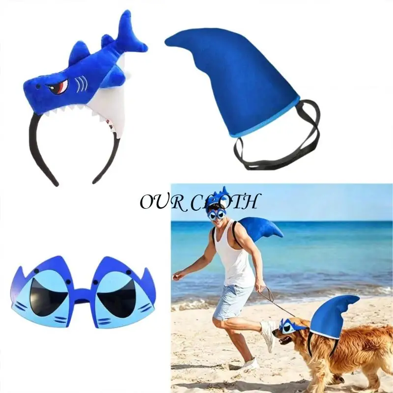 Shark Costume Shark Costume Accessories Shark Fin Shark Headband Eyeglasses Halloween Cosplay Costume for Women Men Gift Y1AC