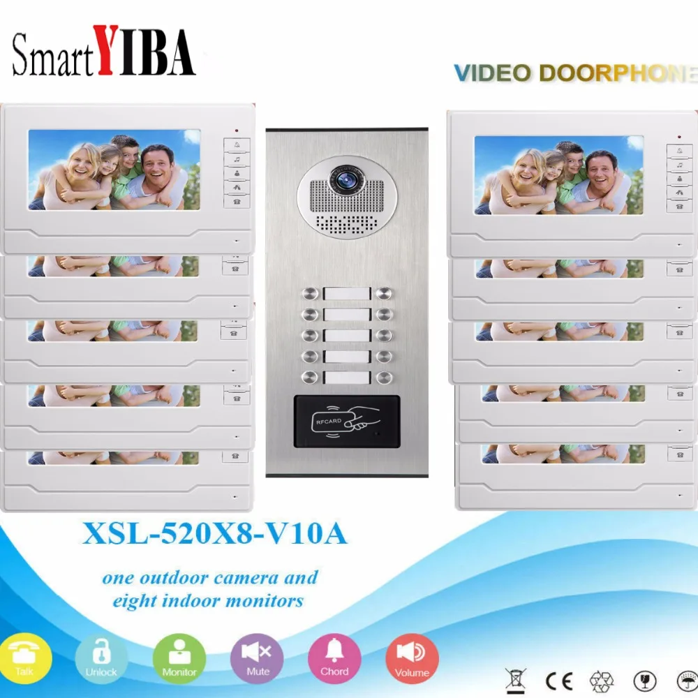 

SmartYIBA 10 Unit Multi Apartments Intercom Video Door Phone Doorbell in Private House RFID Unlock Building Door Access System