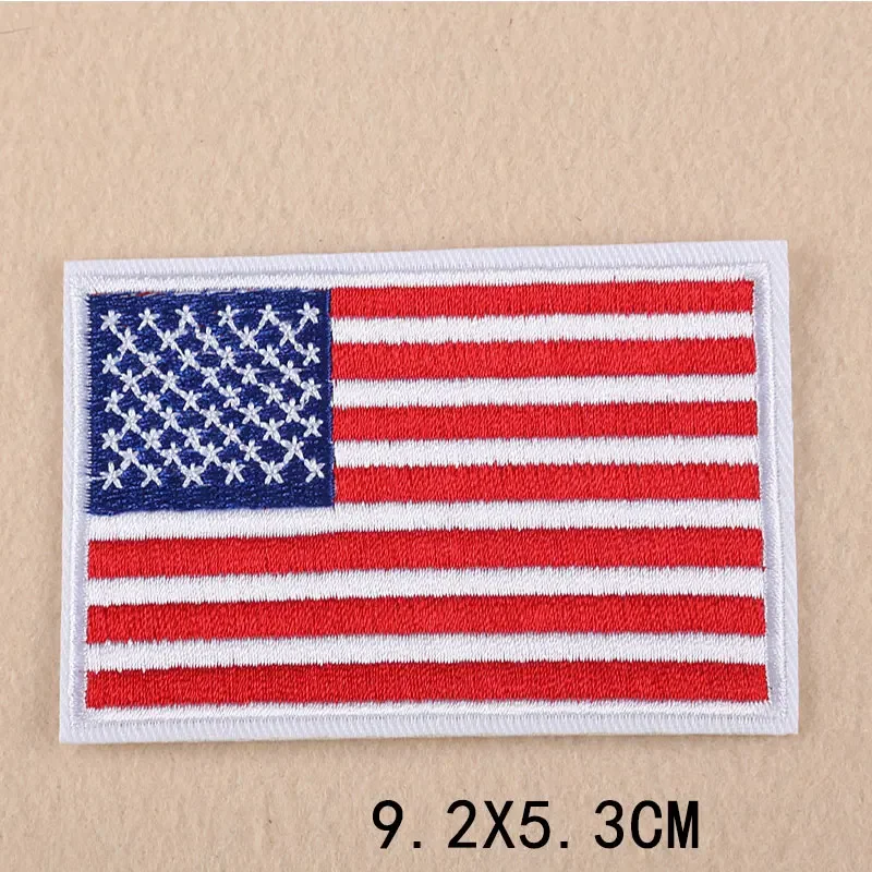 US Australia China England Flag Embroidery Patches for Clothing Iron on Clothes Jeans Bag Appliques Badge Stripe Sticker Craft