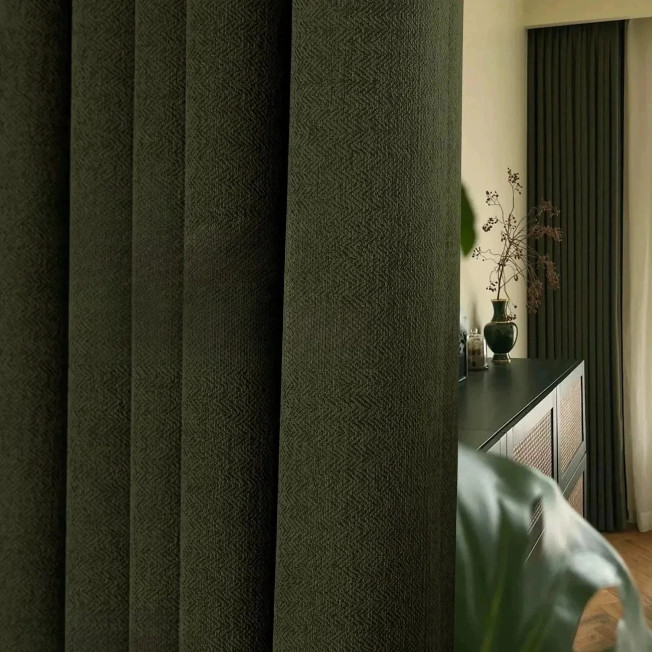 Classic Jacquard Brown&green Full Blackout Drapes Curtain Living Room American Retro French Window Soundproof Curtains Sunshade