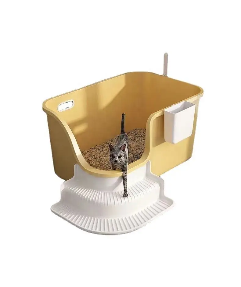 

Foldable Closed Cat Litter Box With Lid Top Entrance Splash-proof Large Cat Toilet With Cat Litter Spoon