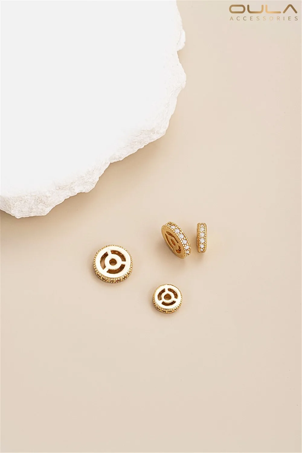 

1pcs 14K Gold-plated Light Gold Accessory Set with Zircon Wheel Beads and Spacers, Diy Bracelet Jewelry Accessory