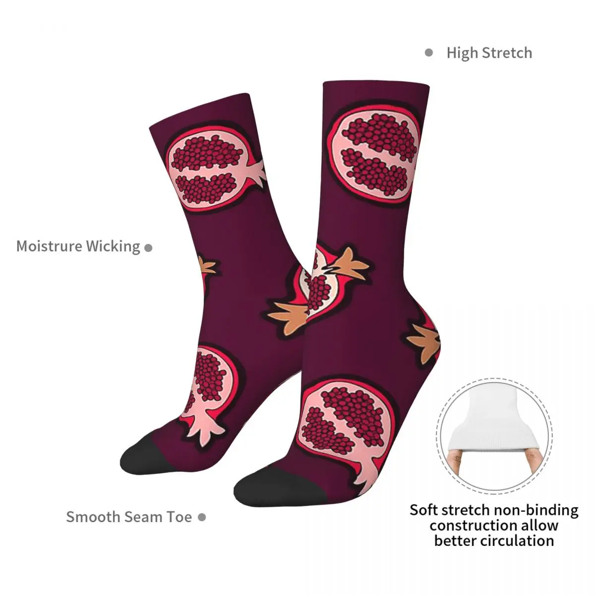 Granatapfel muster Socken Harajuku super weiche Strümpfe ganzjährig lange Socken Zubehör für Unisex Geburtstags geschenk