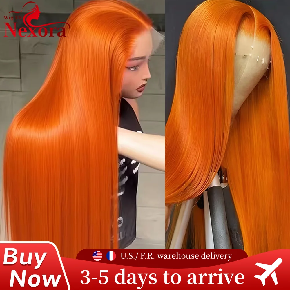 350 gingembre droite perruques de cheveux humains 13X4 13X6 Hd dentelle frontale perruques 220% densité pré-plumée brésilienne perruques de cheveux humains pour les femmes