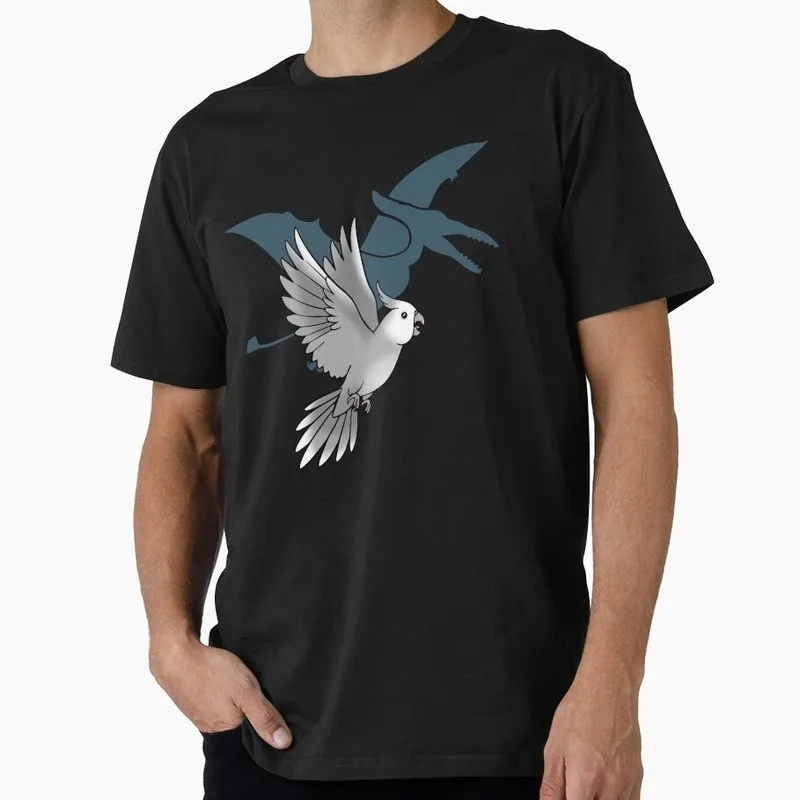 Pterodactyl Grey Cockatiel Funny Parrot Gift T-shirt for Birds Lover Short Sleeve Graphic Clothes All Size Tops Unisex Tee S-6XL