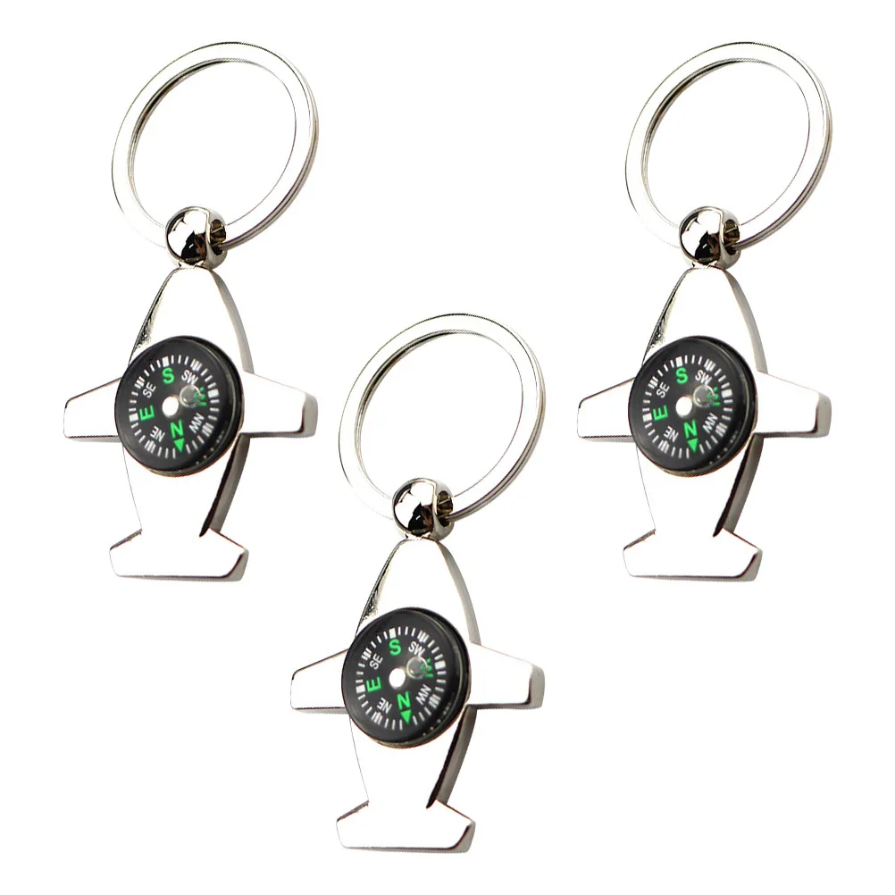 3 قطعة سلسلة مفاتيح البوصلة قلادة سبائك الزنك المحمولة في الهواء الطلق بوصلة معلقة صغيرة للتخييم التنزه الصيد الصيد