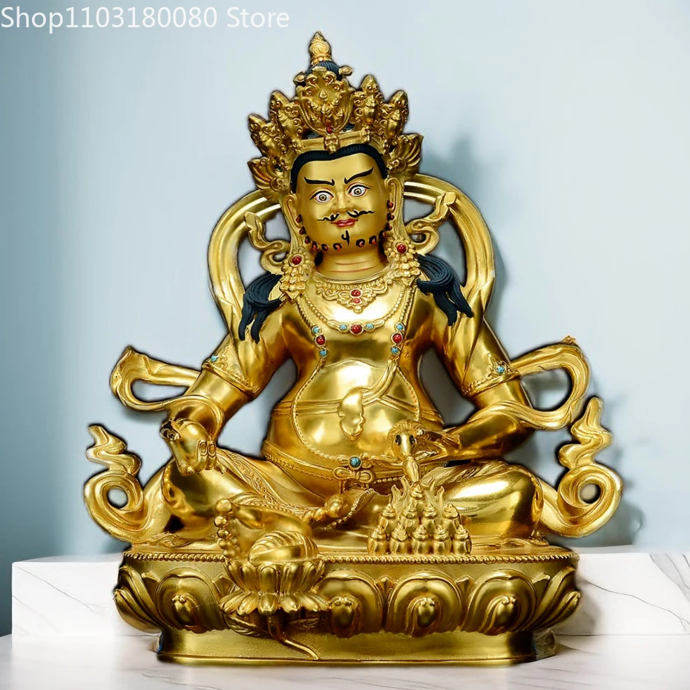 Copper brass gilding Yellow Jambhala buddha statue Tibet God of wealth sculpture,large size,31cm,16cm ,21cm