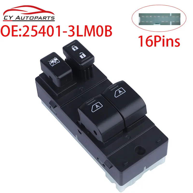 Botón de interruptor de ventana eléctrica delantera izquierda para Nissan, NV200, NV350, Urvan, NV1500, NV2500, NV3500, 25401-3LM0B, 254013LM0B, nuevo
