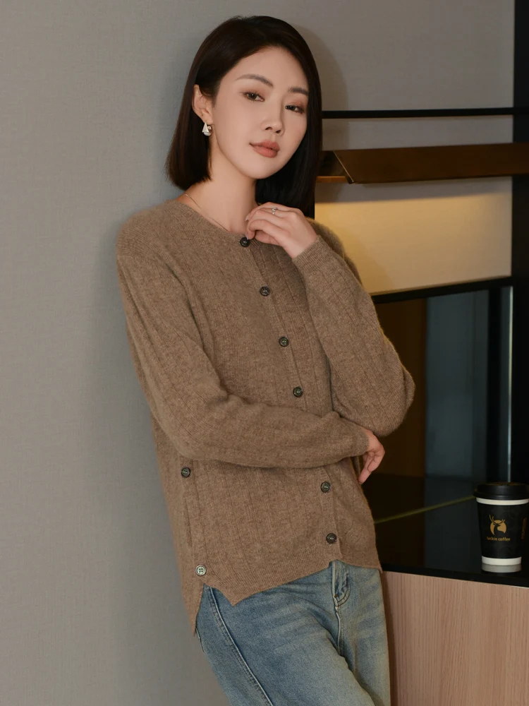 ใหม่ผู้หญิงแคชเมียร์เสื้อสเวตเตอร์ถักฤดูใบไม้ผลิฤดูใบไม้ร่วงยอดนิยมสบายๆเสื้อกันหนาวนุ่มอบอุ่น 100% Merino ขนสัตว์เสื้อถักง่ายเสื้อเกาหลี