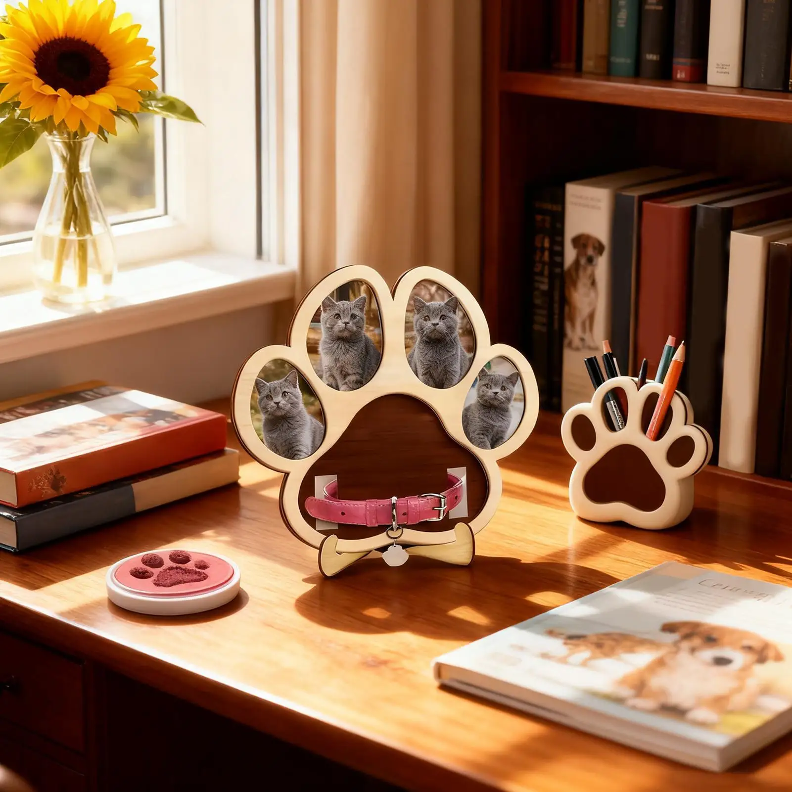 

Мемориальная рамка для собаки, милый деревянный орнамент в форме лапы, фоторамка для домашнего животного для сочутия, Bereavement Passing Death Home Grave Puppy Loss