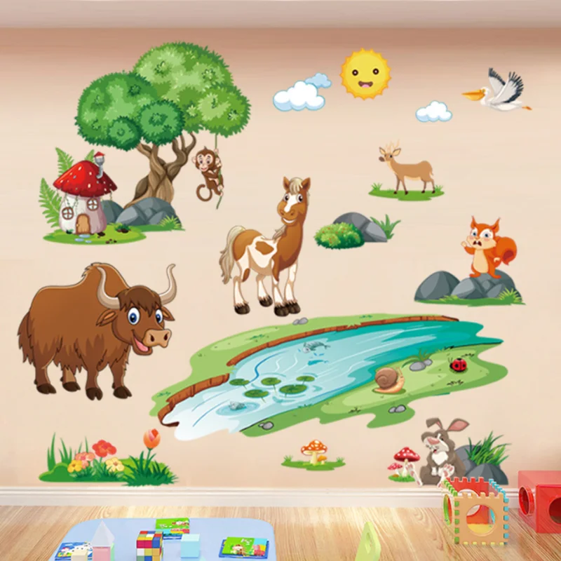 The Pony Crossed The River Removable PVC Wall Sticker Room Living Room Bedroom Wall Decora Moisture-proof Anti Fouling Sticker