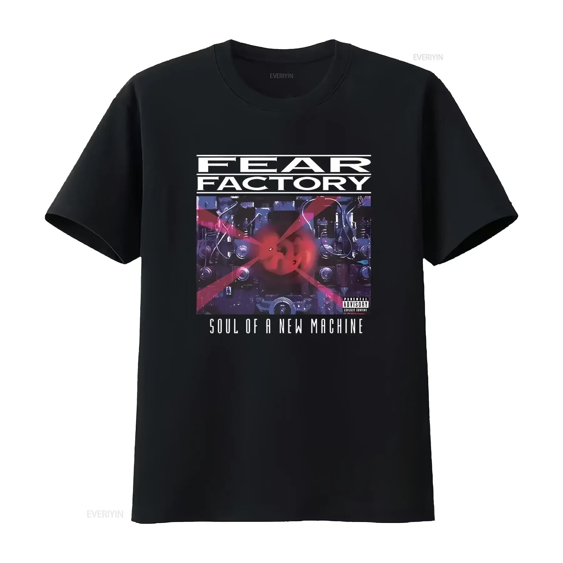 FEAR FACTORY SOUL OF A NEW MACHINE Print Black T Shirt Small Rock Band Design vintage Washed streetwear fashion Stylish