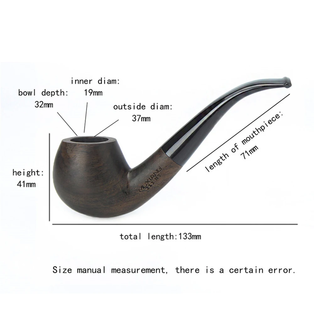 MUXIANG 2 in 1 wood Tobacco pipe churchwarden Pipe One pipe body Two mouthpiece With clean part Curved handle ebony smoking pipe