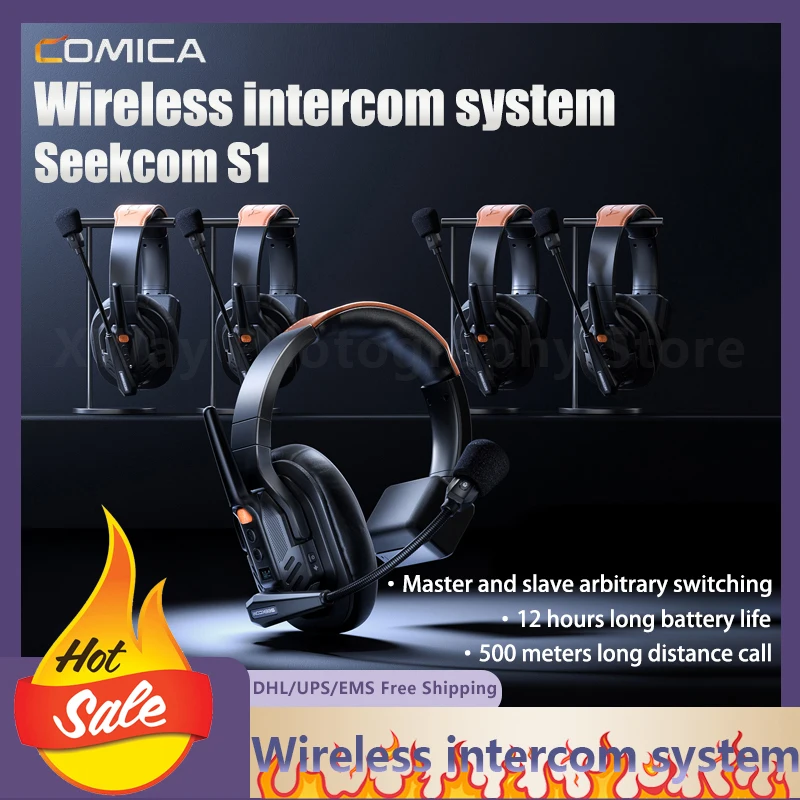 

Беспроводная профессиональная гарнитура Comica Seekcom S1 с шумоподавлением AI/ENC, функцией PTT, отключением микрофона и OLED-дисплеем для вещания