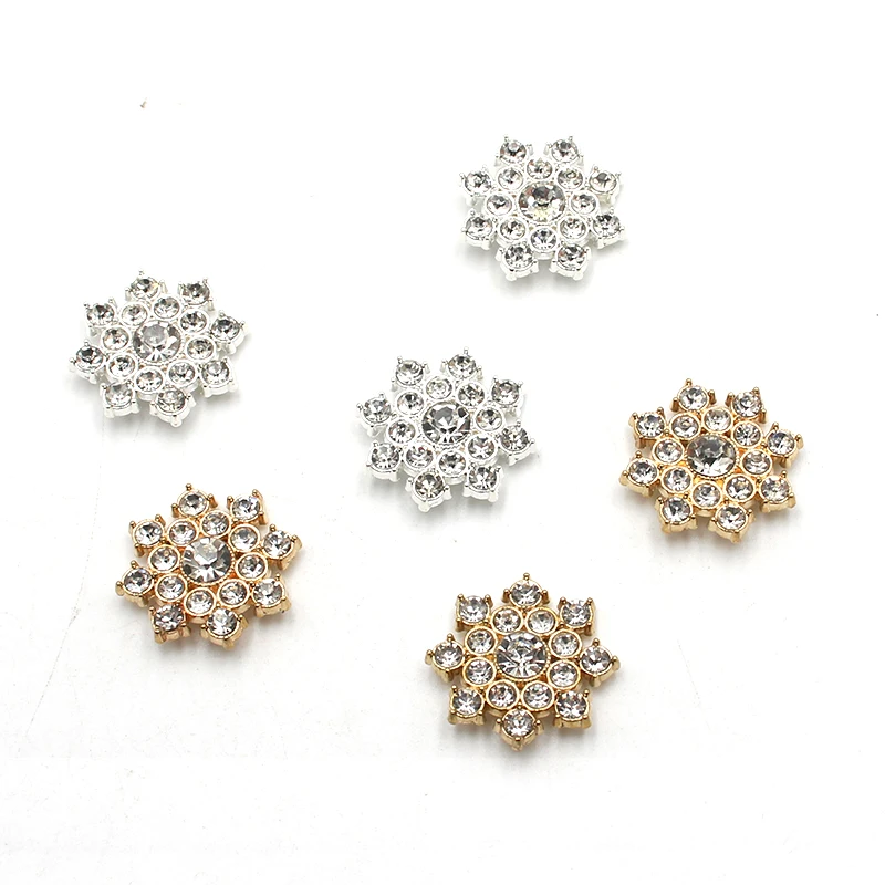 10Pcs 23MM Christmas diamond alloy flower plate buckle Diy Christmas tree wedding dress headwear gift box decoration accessories