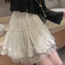 Jupe courte en dentelle pour femmes, petite taille haute, vêtements d'été