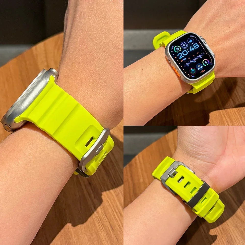 Pop Soft Silicone Strap For Apple Watch Ultra 10 9 8 7 6 5 SE Sports Bracelet Wristband For IWatch 49/46/45/44mm Correas Accesso
