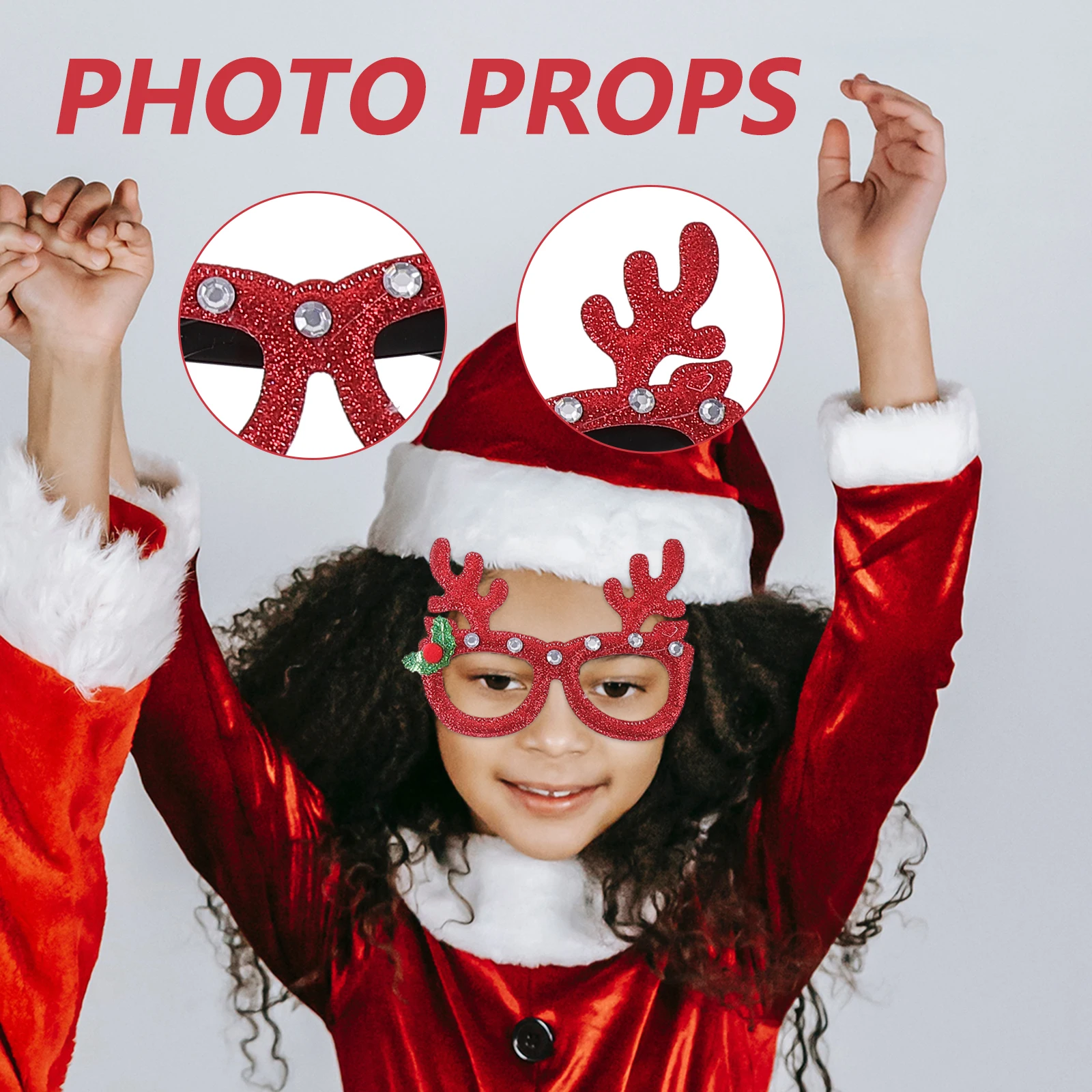 

12 Pcs Christmas Glasses Hat Set Costume Eyeglasses Photo Props Candy Plastic Frames Holiday Party Booth Vacation Eyewear