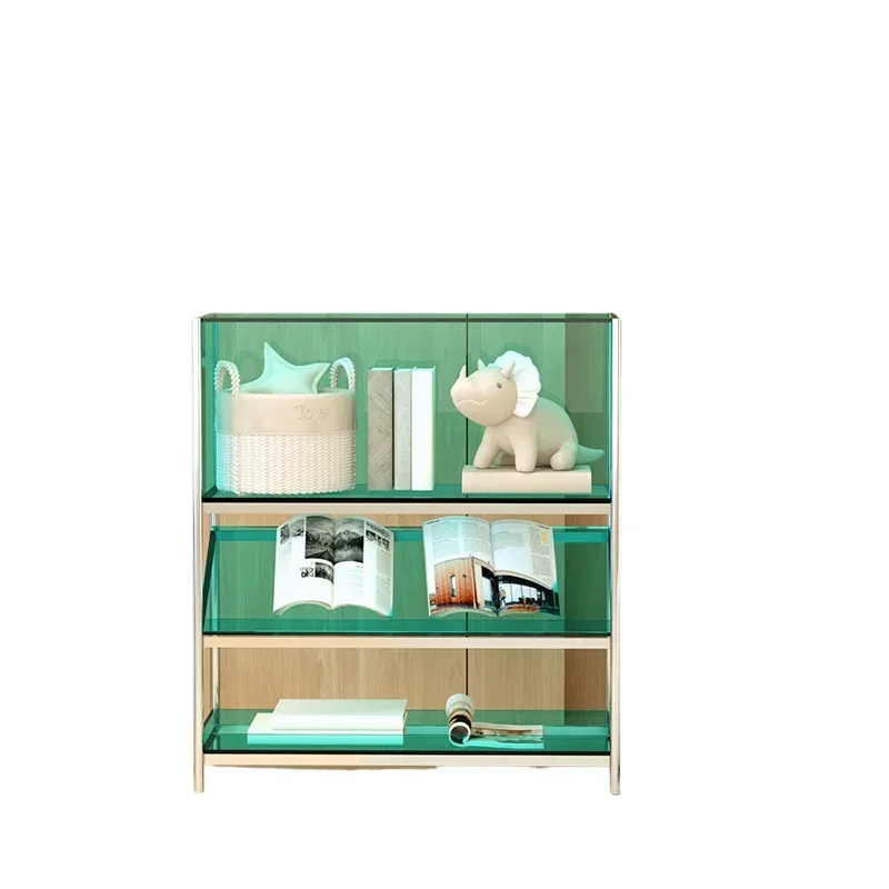 acrylic Japanese magazine cabinet, living room display storage rack, multi-layer floor stainless steel bookshelf