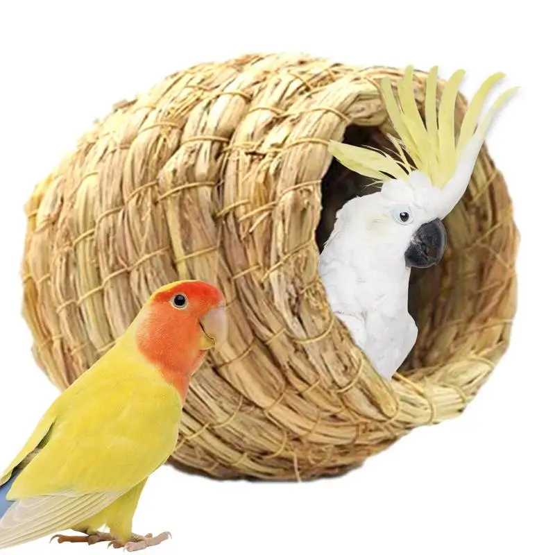 Birdcage Straw Handmade Bird Nest Interests Natural Fiber Simulation Birdhouse Resting Breeding Place For Birds Handmade Nest