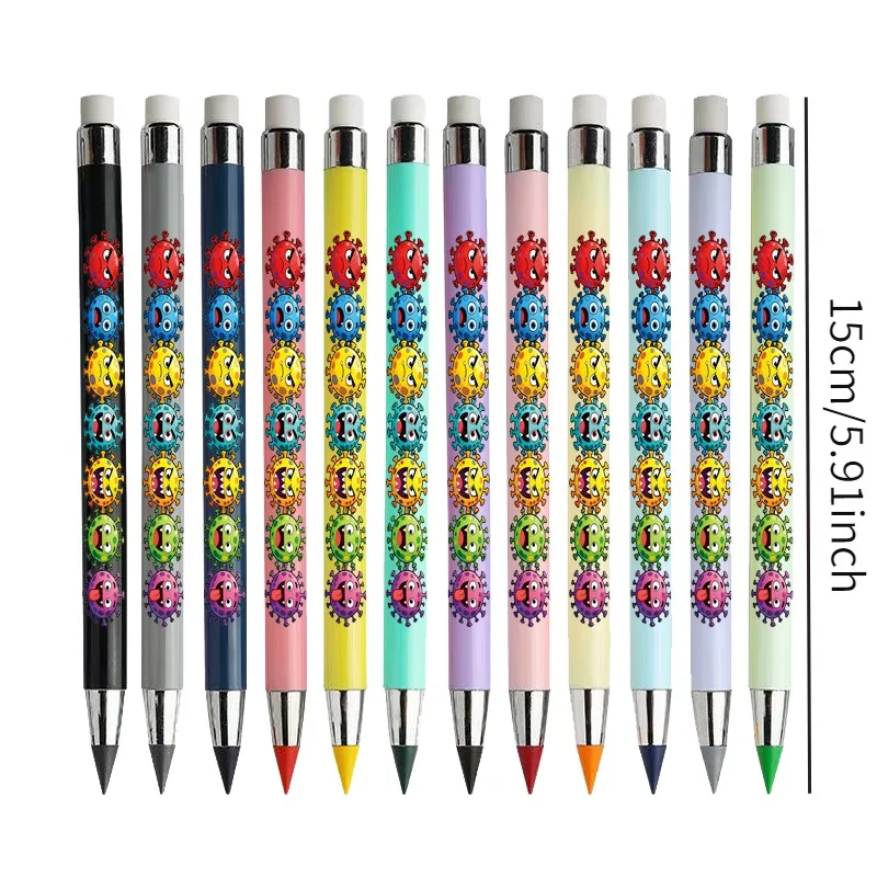 12pcs/24pcs Creative Virus Series Eternal Pencil Virus Elimination Theme Eternal Pencil Non Sharpening Black Pencil