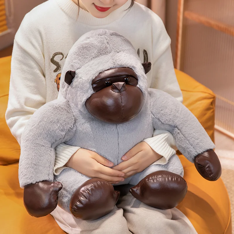 Lifelike Giant Black Gorilla Plush Toy Stuffed Wild Animal Fuzzy Grey Monkey Soft Dolls Wildlife Fluffy Plushie Peluche For Kids