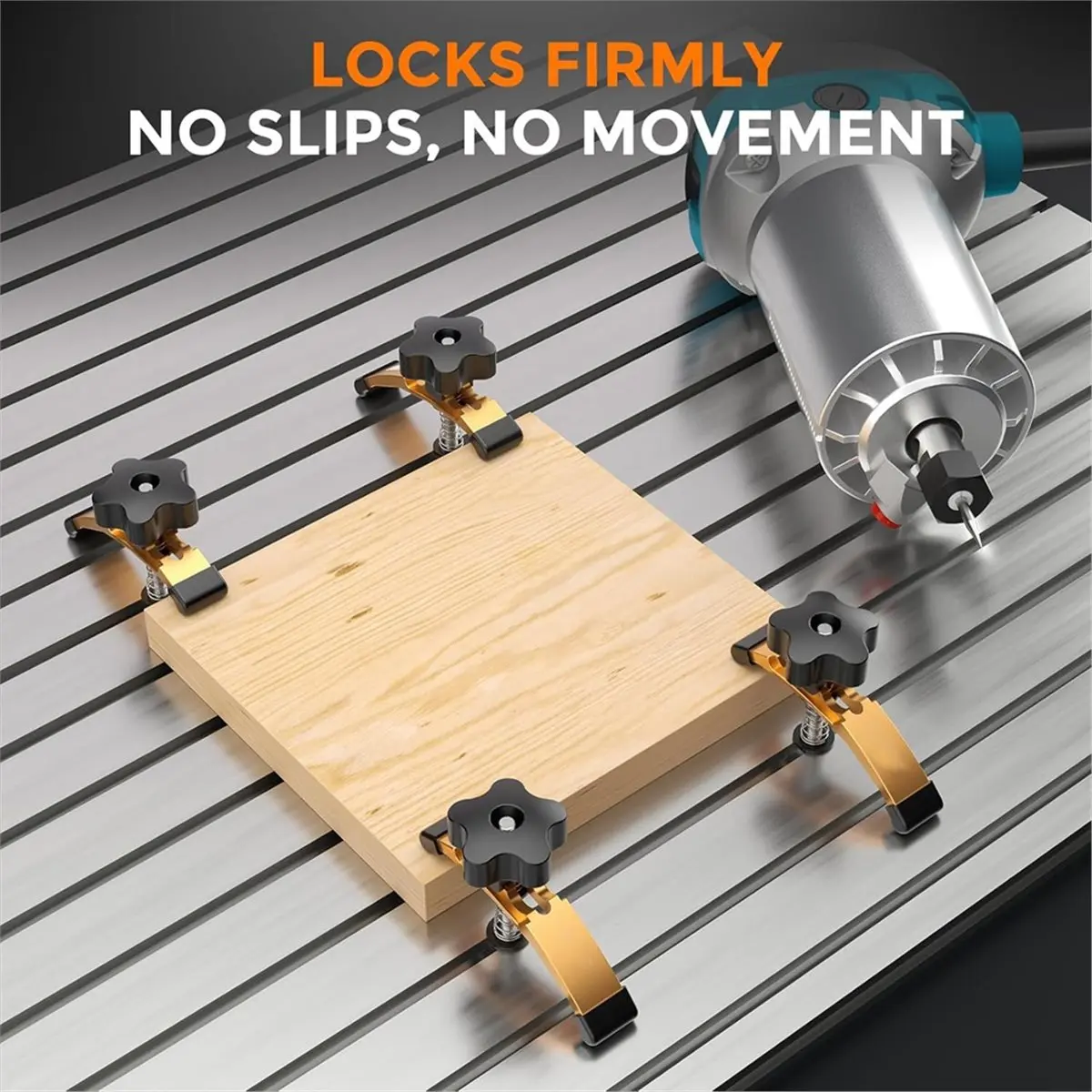 

T-Track Hold Down Clamps, Extended 5-3/8" T Slot Clamp Set for CNC Router and Woodworking, Adjustable Hold Down Clamp