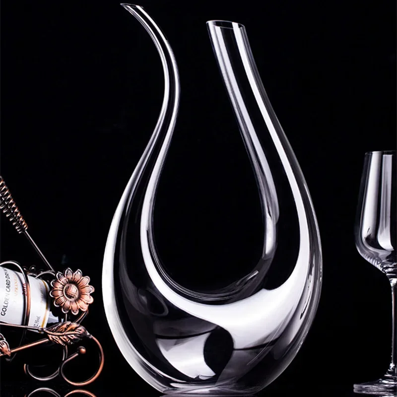 

1.5L European-style Swan Pot Lead-free Crystal Glass Decanter U-shaped Pot Harp Fast Wine Dispenser Wine Pot Bar Household Tools