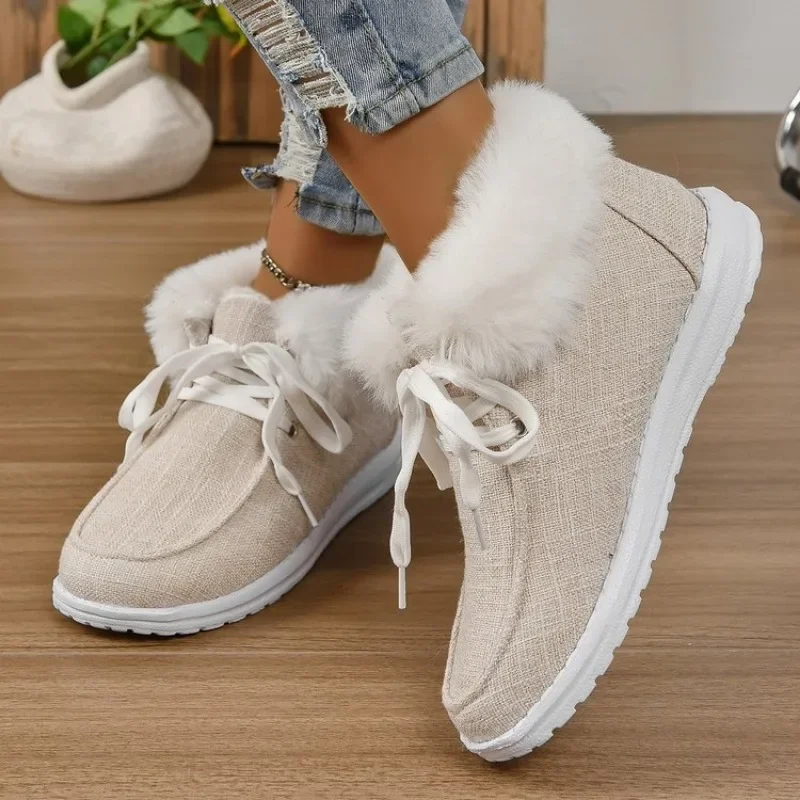 Winter 2024, casual cotton women's shoes, multi-purpose snow boots with round toe and rectangular mouth