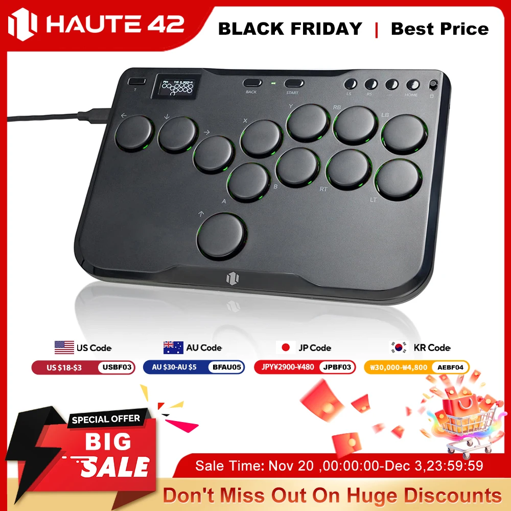 

Аркадный джойстик Haute42 Mini Hitbox без рычага аркадный контроллер для ПК/PS4/PS5/переключателя без рычага аркадная палка Hitbox Fighting
